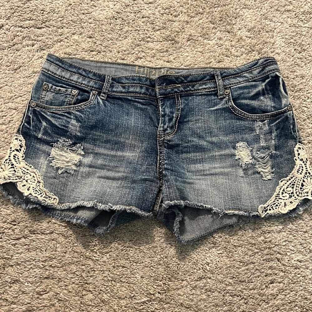 Lace blue Jean shorts